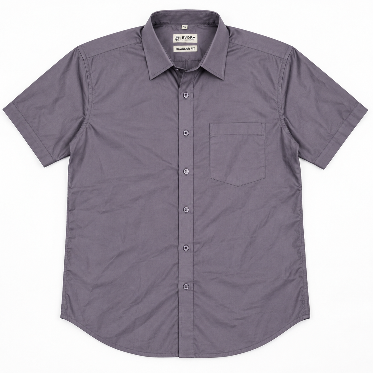 Slate Mauve Solid Cotton Half Sleeve Shirt