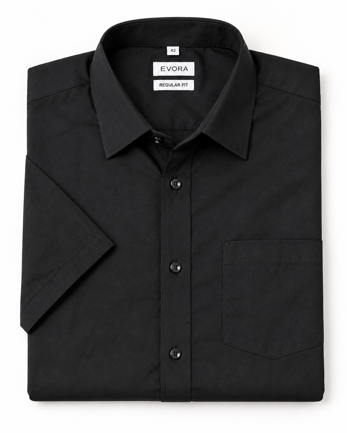 Matte Black Solid Cotton Half Sleeve Shirt