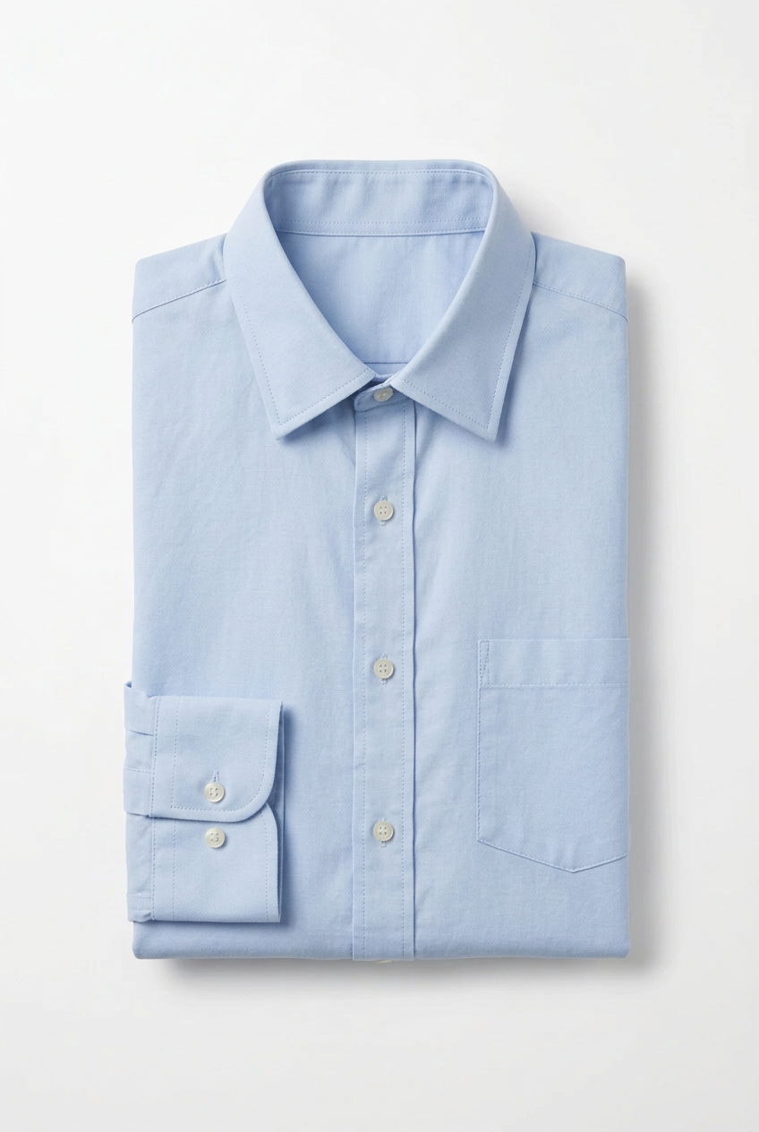 Folded light blue cotton shirt